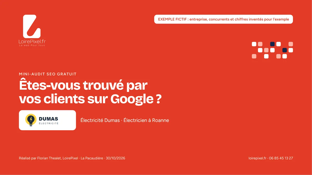 Couverture d'un exemple de mini-audit SEO, marqué exemple fictif