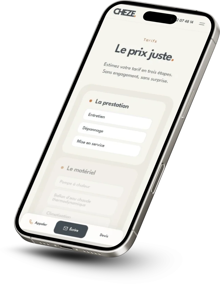 Simulateur de prix de CHEZE sur smartphone : « Le prix juste »
